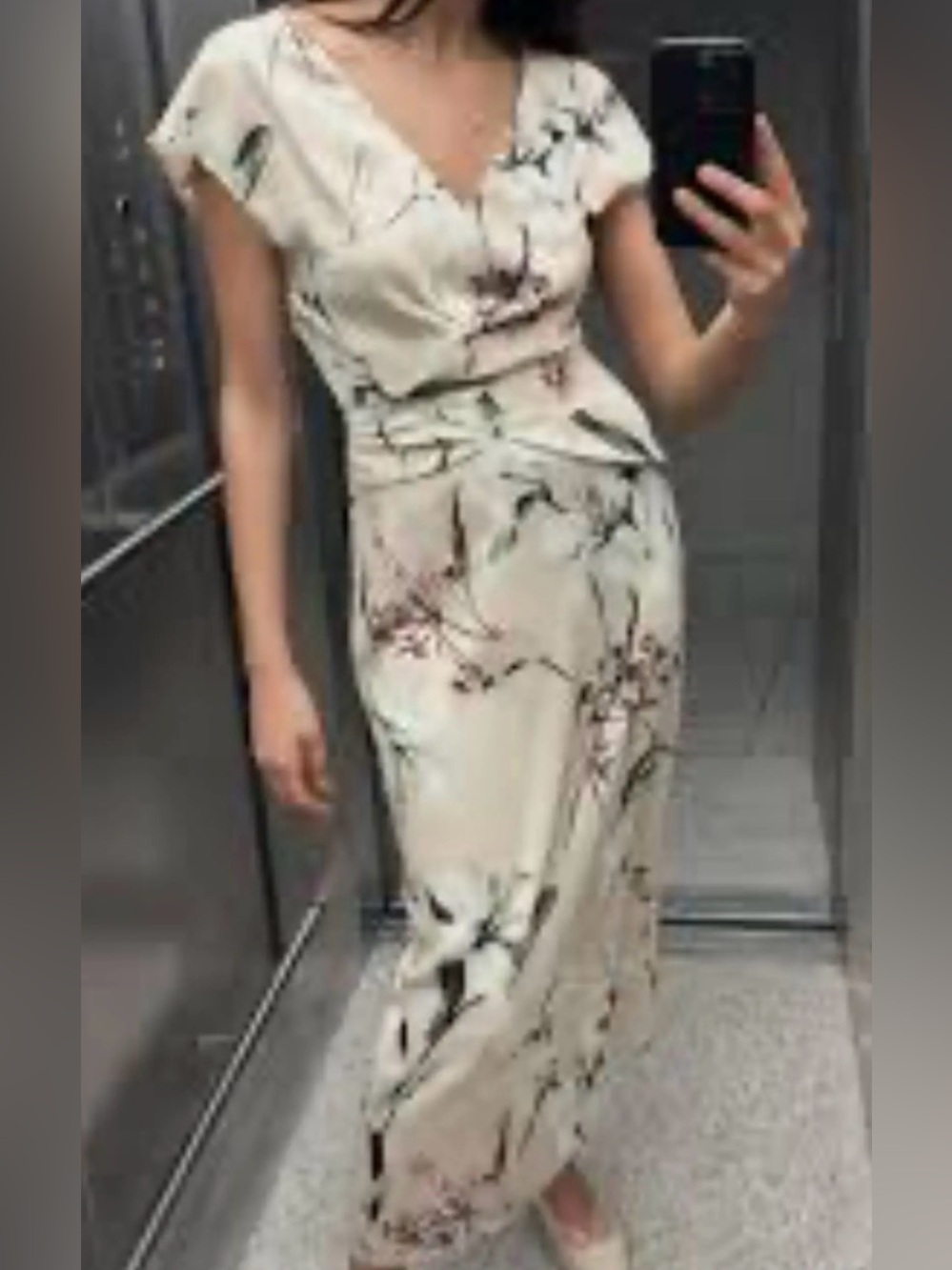 Zara Cream Floral  Maxi Dress size medium
